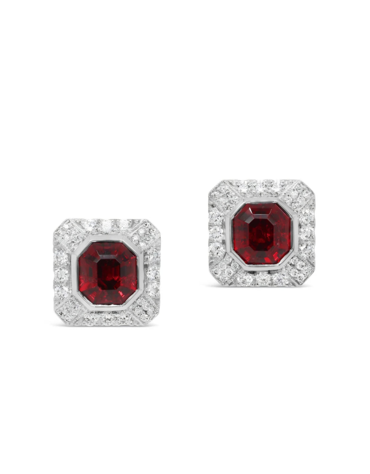 FAIRFAX & ROBERTS 1858 Burmese Red Spinel Diamond Earrings Manhattan Collection