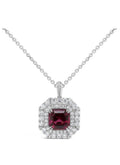 FAIRFAX & ROBERTS 1858 After Dark, Malaya Garnet & Diamond Pendant on Chain. Manhattan Collection
